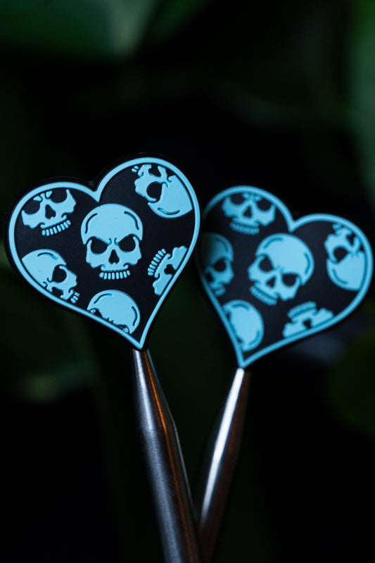 Blue Skull Heart Needle Tip Protectors