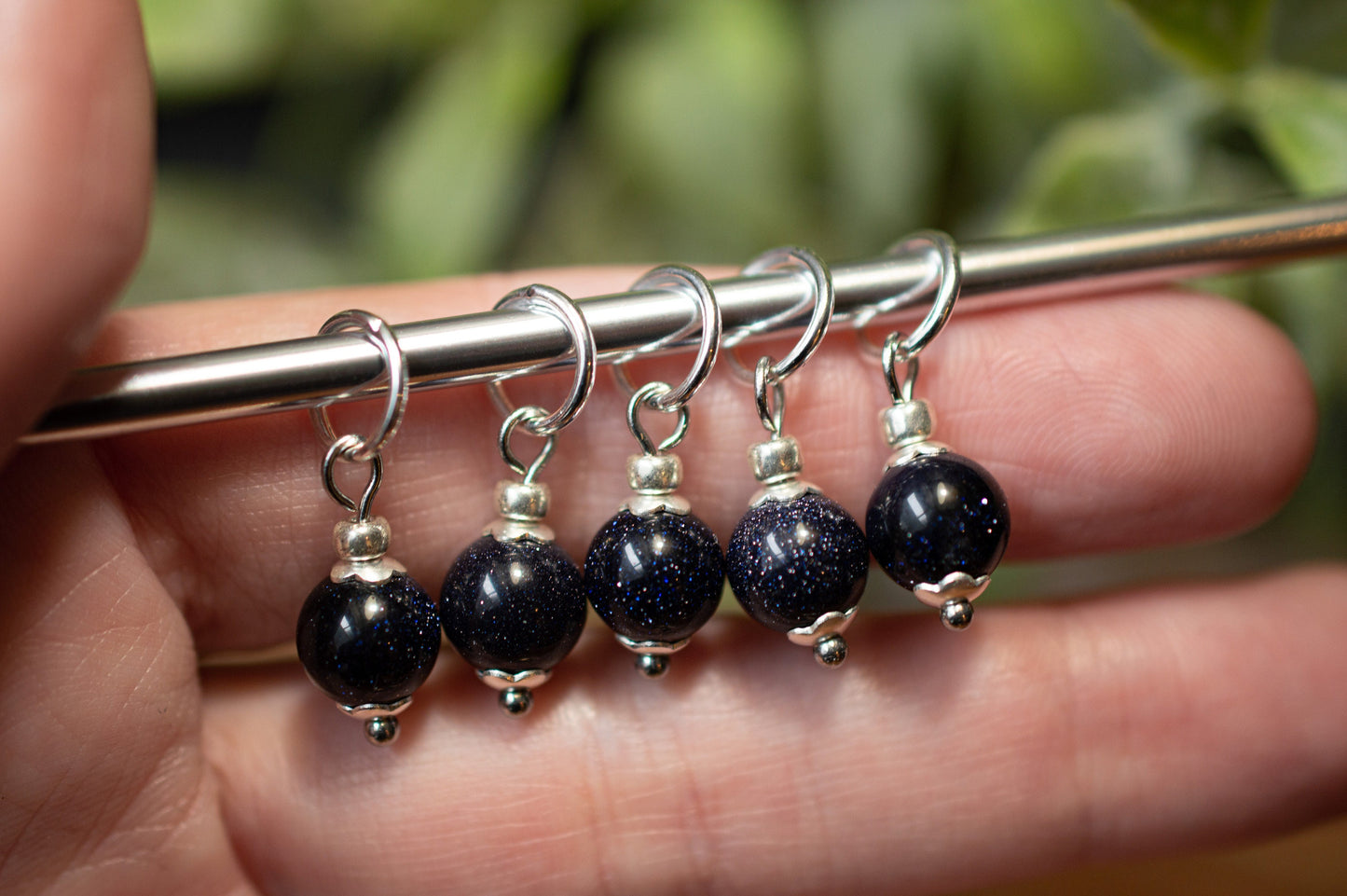 Blue Goldstone Stitch Markers