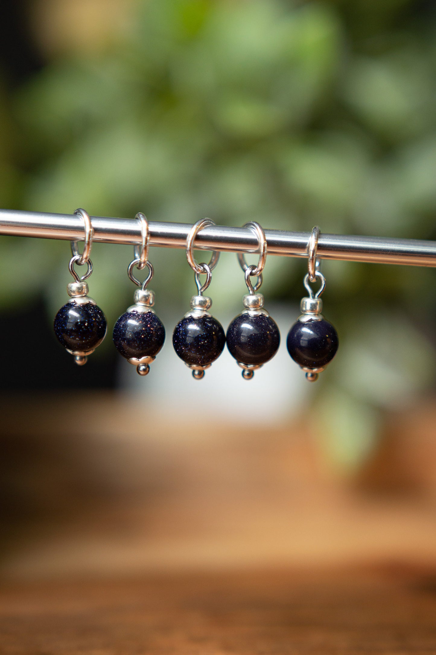 Blue Goldstone Stitch Markers