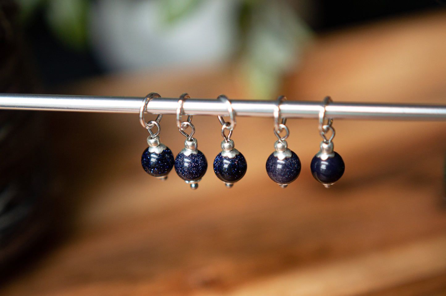 Blue Goldstone Stitch Markers