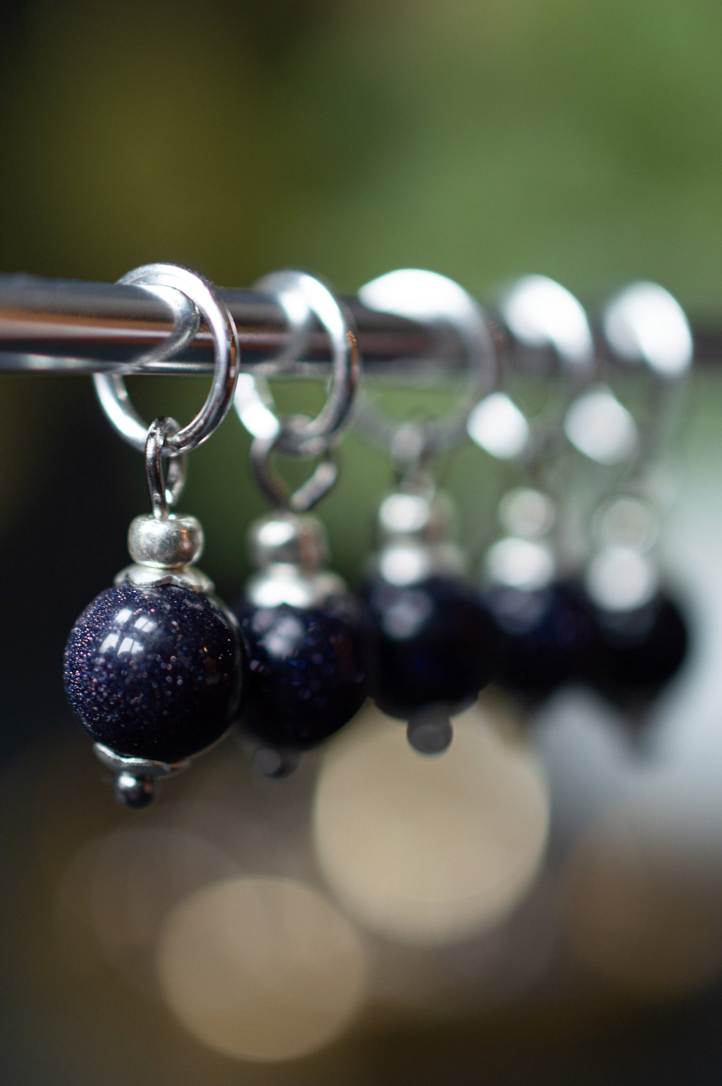 Blue Goldstone Stitch Markers