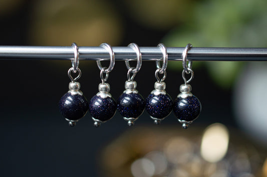 Blue Goldstone Stitch Markers