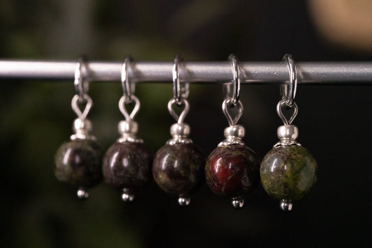 Dragon Blood Jasper Stone Stitch Markers