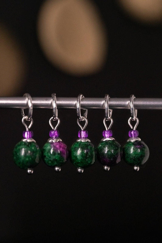 Ruby Zoisite Stone Stitch Markers