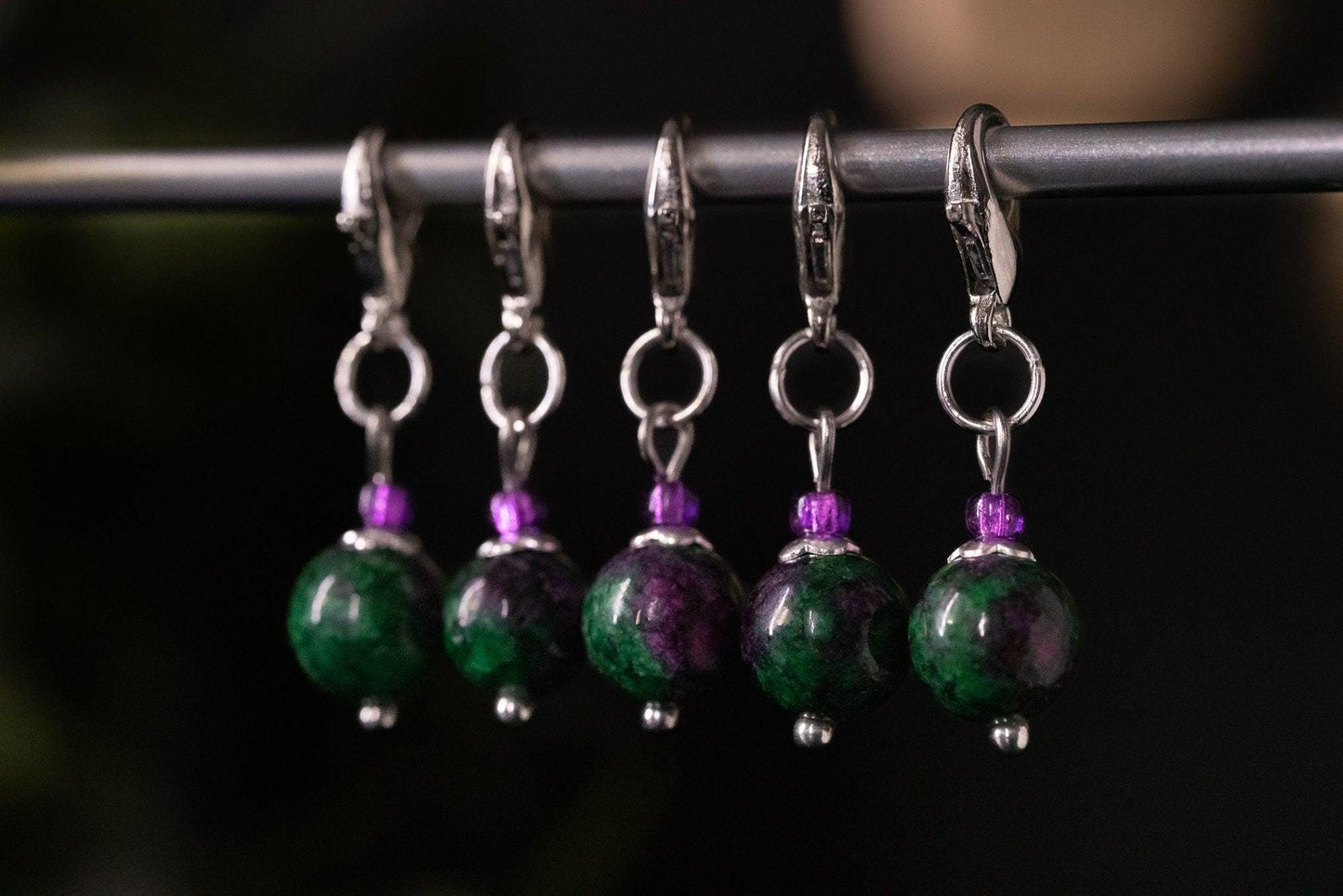 Ruby Zoisite Stone Stitch Markers