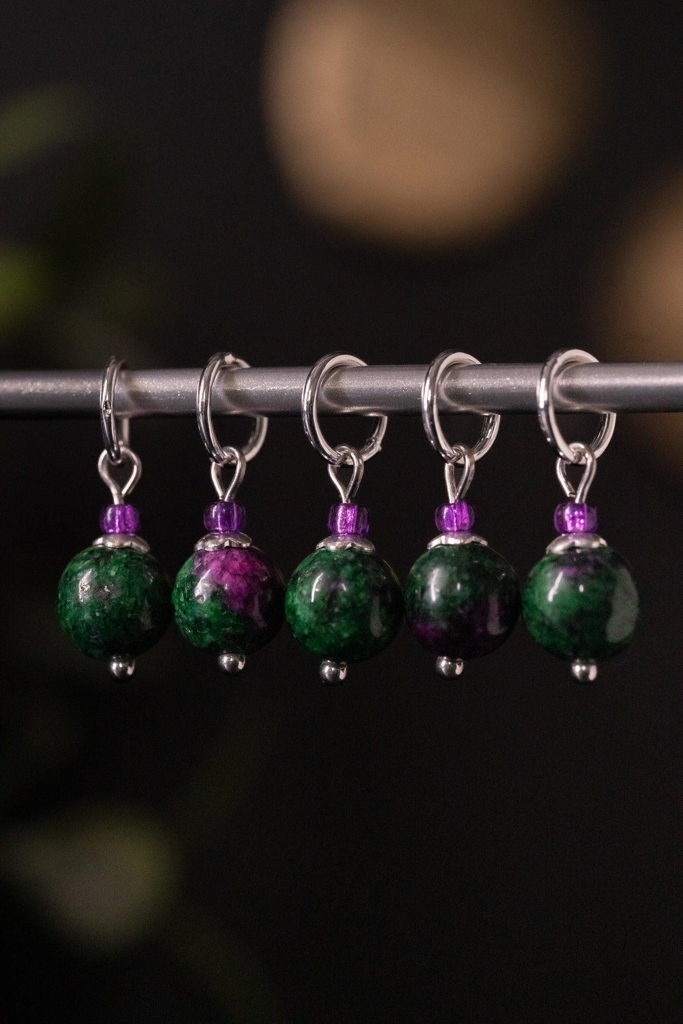 Ruby Zoisite Stone Stitch Markers