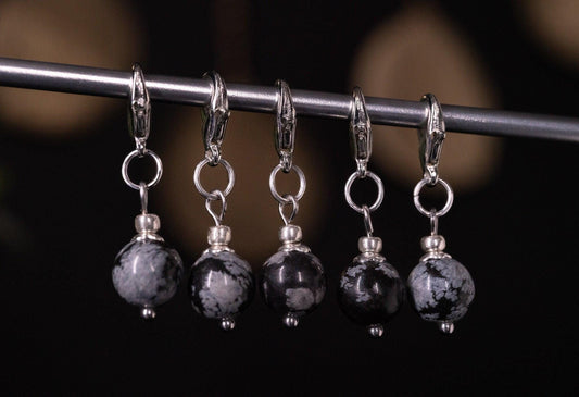 Snowflake Obsidian Natural Stone Stitch Markers
