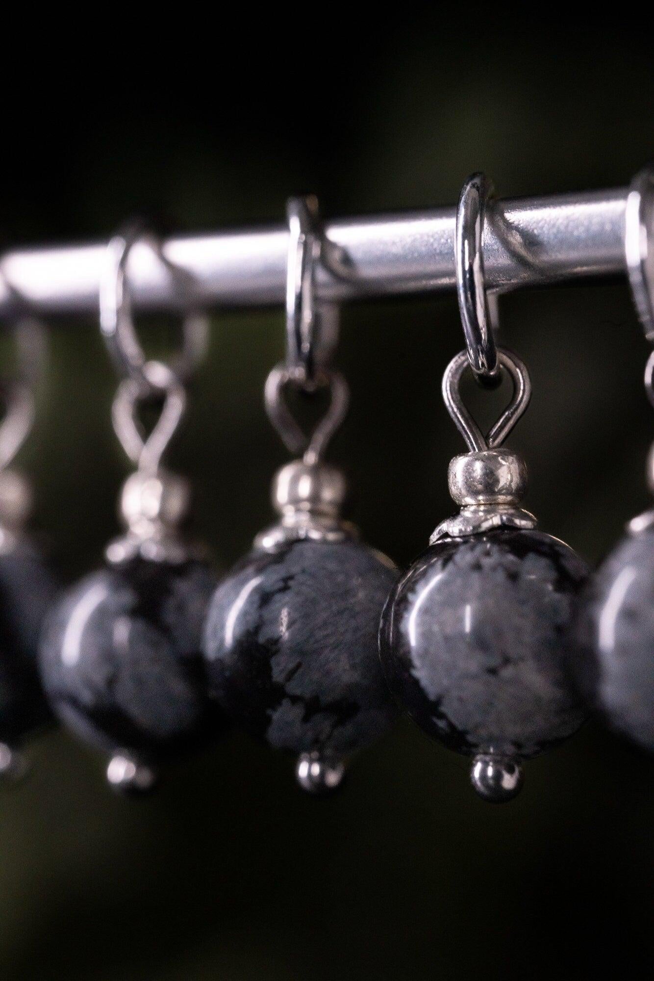 Snowflake Obsidian Natural Stone Stitch Markers