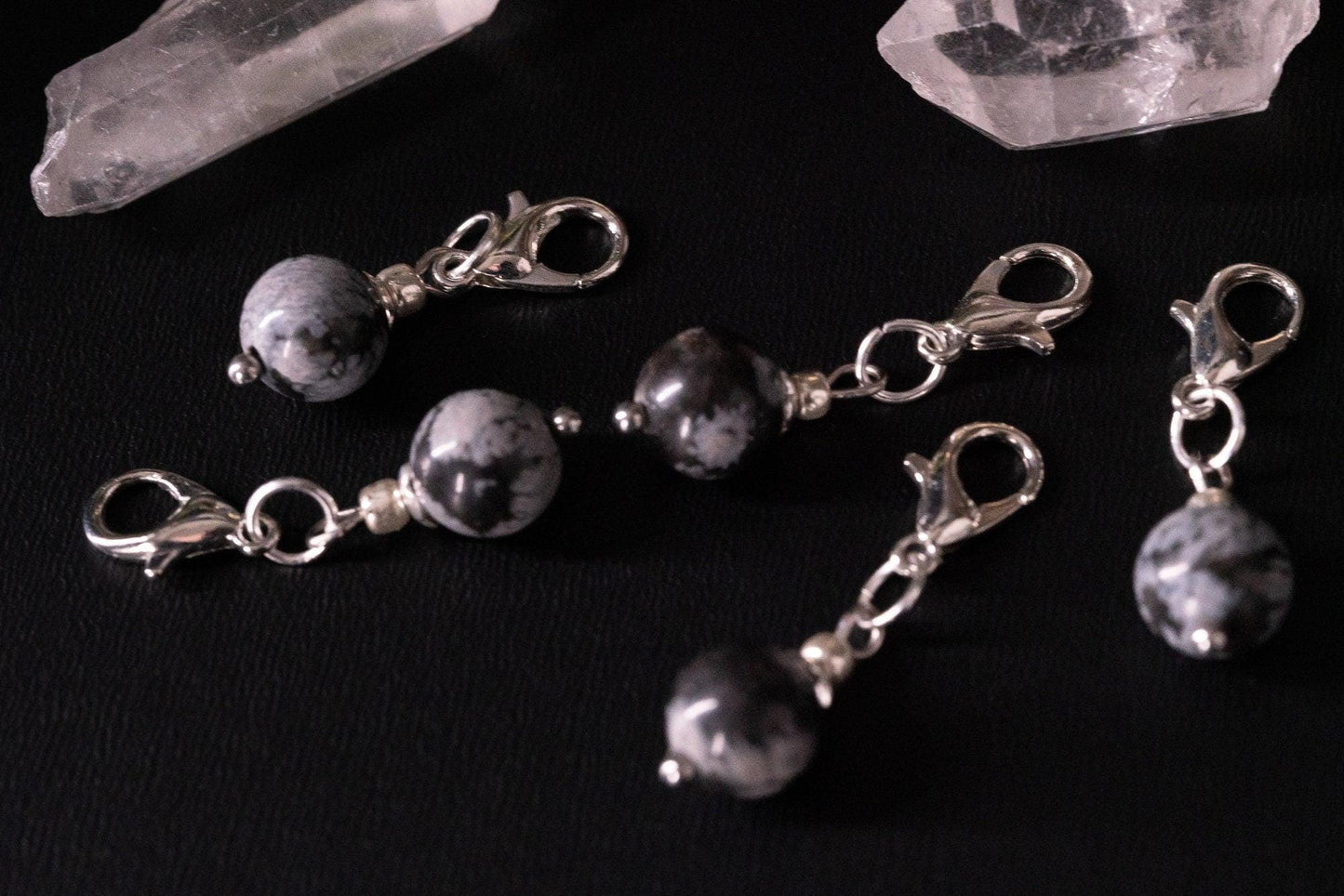 Snowflake Obsidian Natural Stone Stitch Markers