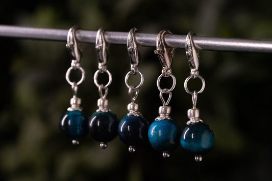 Blue Tigers Eye Stitch Markers