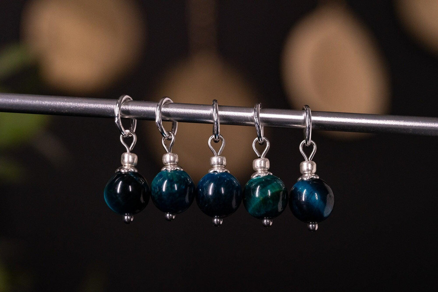 Blue Tigers Eye Stitch Markers