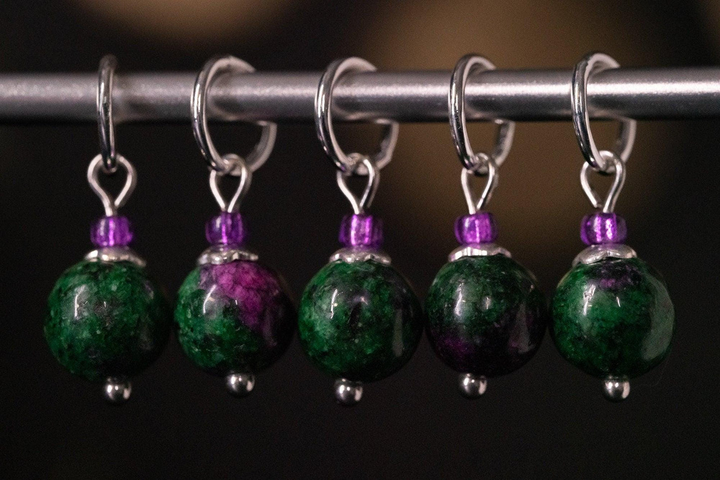 Ruby Zoisite Stone Stitch Markers