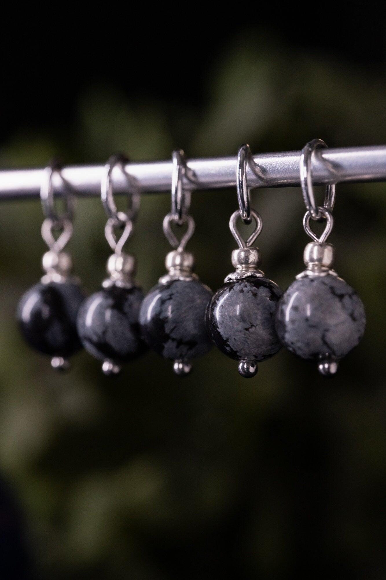 Snowflake Obsidian Natural Stone Stitch Markers