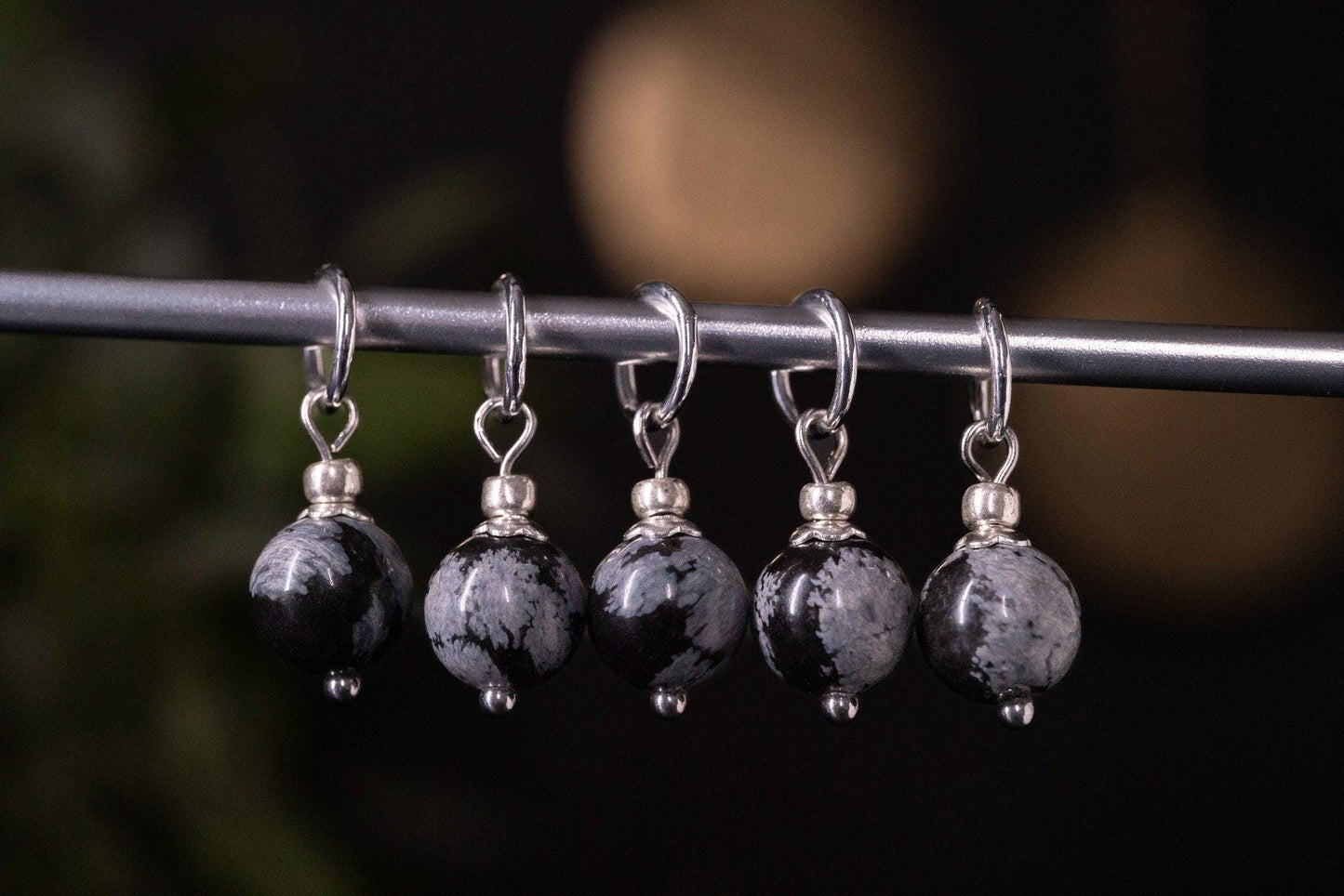 Snowflake Obsidian Natural Stone Stitch Markers
