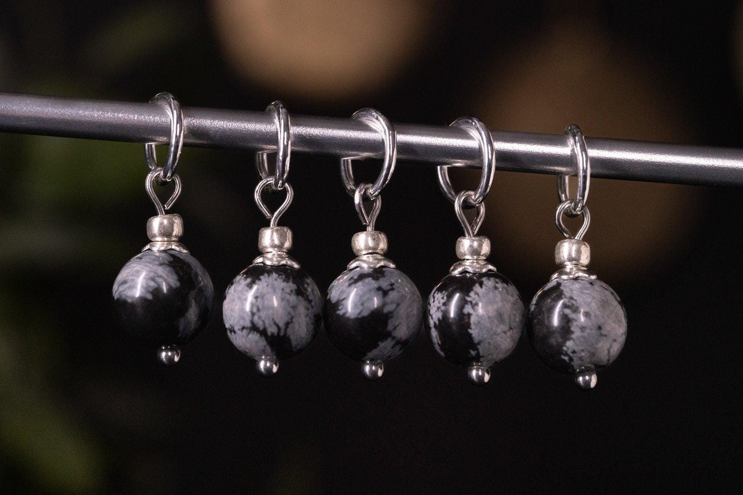Snowflake Obsidian Natural Stone Stitch Markers
