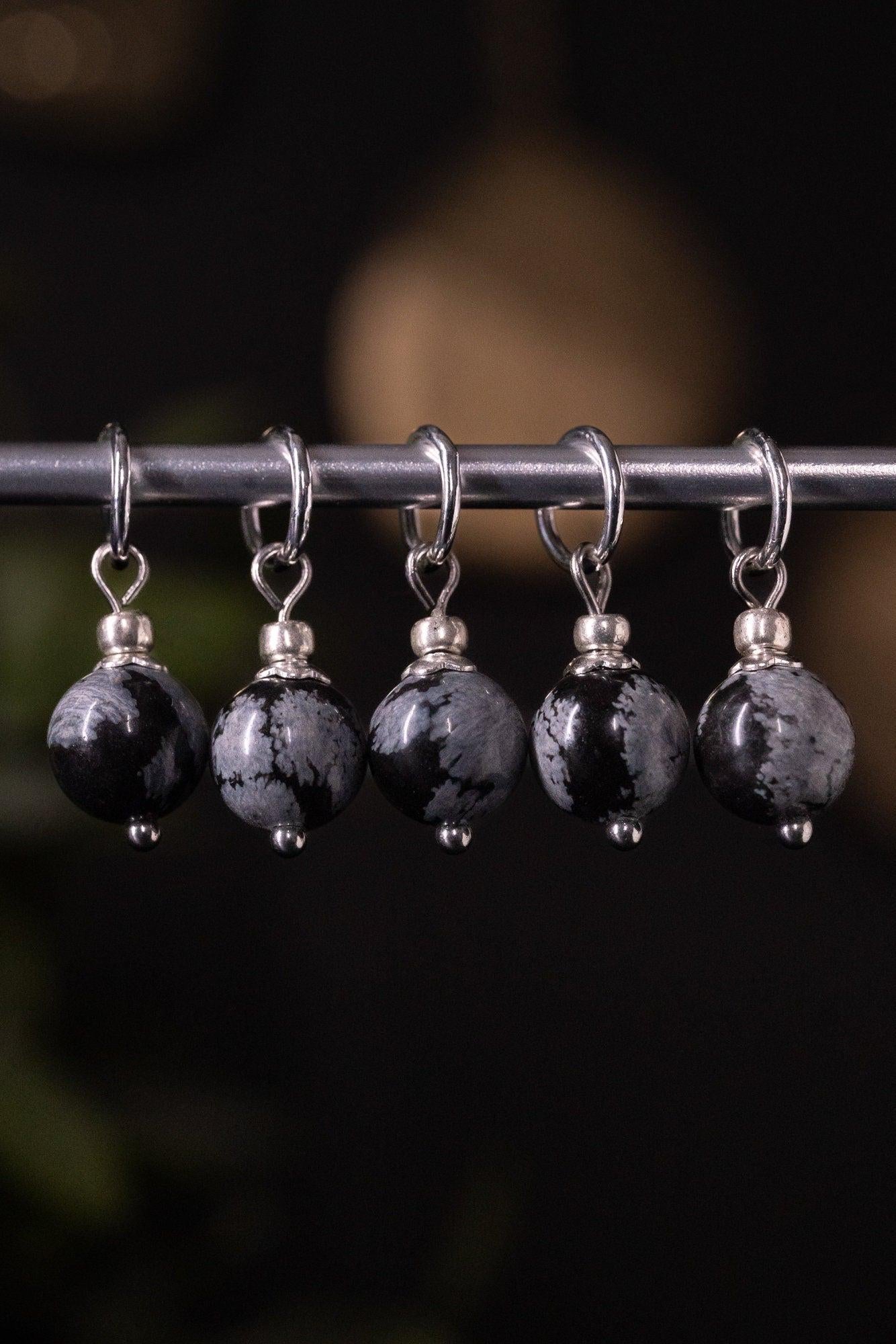 Snowflake Obsidian Natural Stone Stitch Markers
