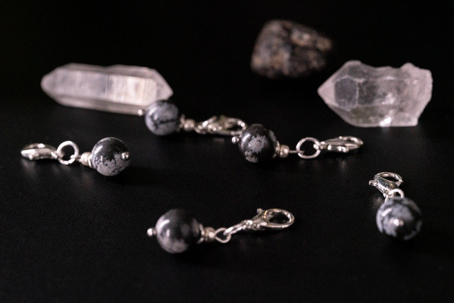 Snowflake Obsidian Natural Stone Stitch Markers