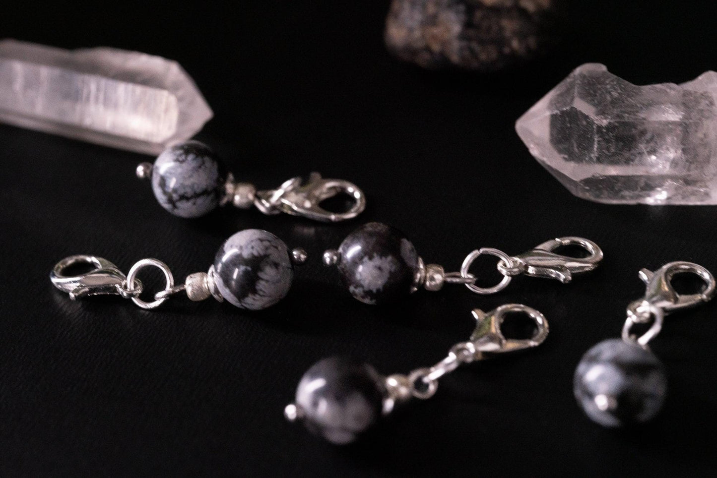 Snowflake Obsidian Natural Stone Stitch Markers
