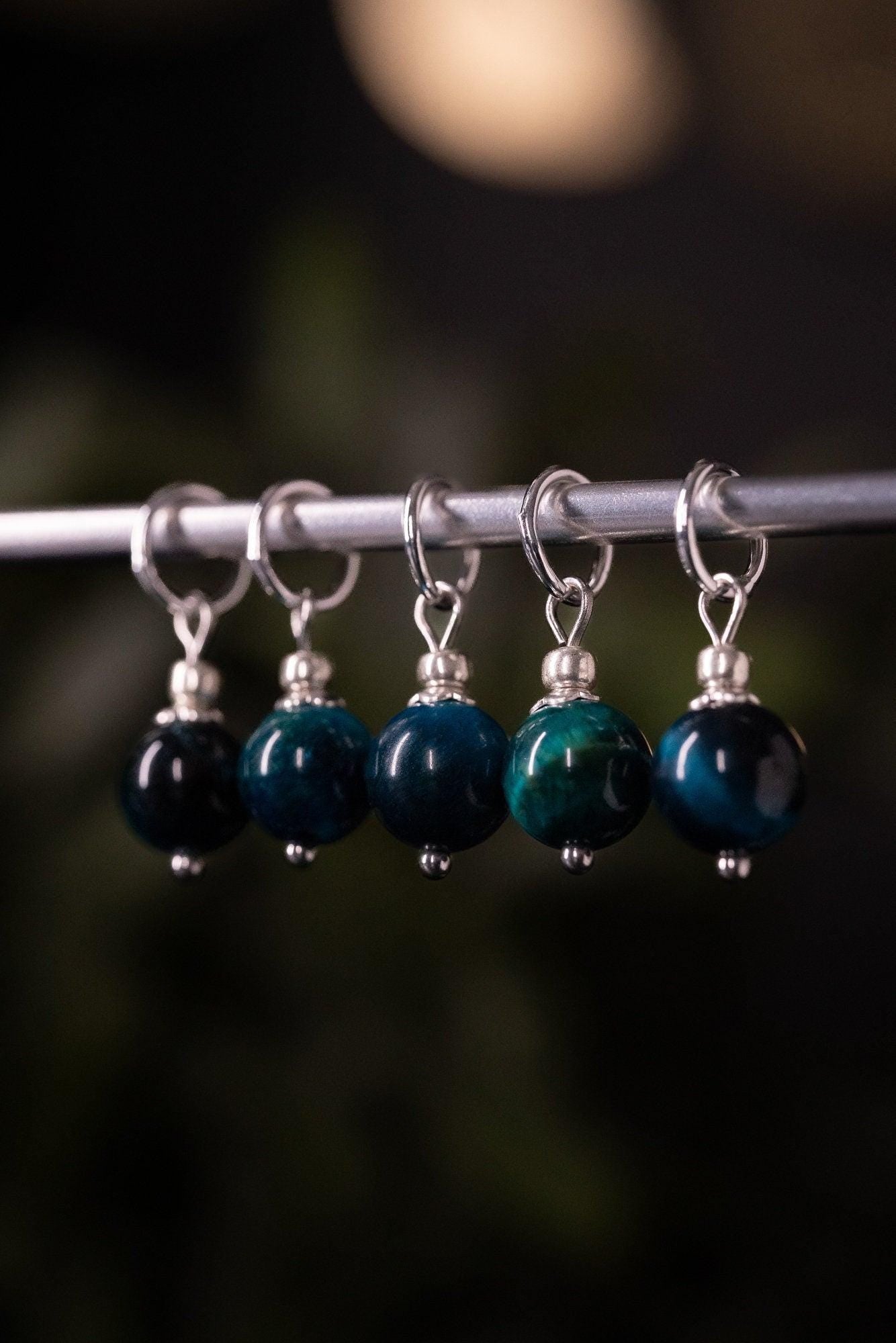 Blue Tigers Eye Stitch Markers