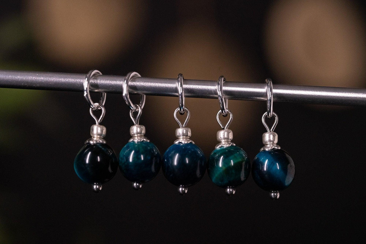 Blue Tigers Eye Stitch Markers