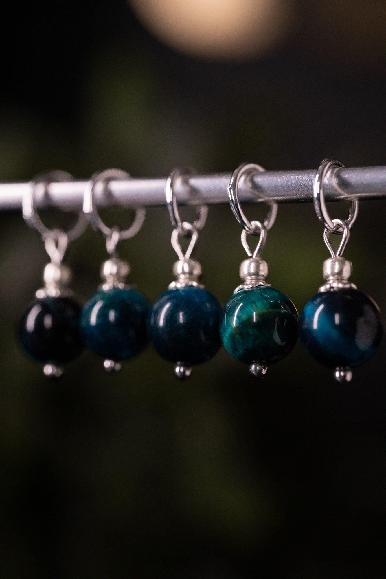 Blue Tigers Eye Stitch Markers