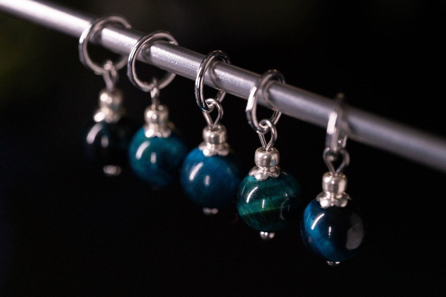 Blue Tigers Eye Stitch Markers