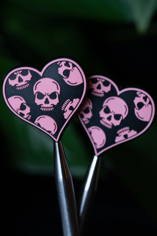 Pink Skull Heart Needle Tip Protectors