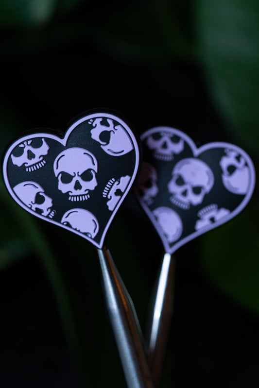 Purple Skull Heart Needle Tip Protectors