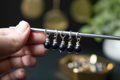 Blue Goldstone Stitch Markers