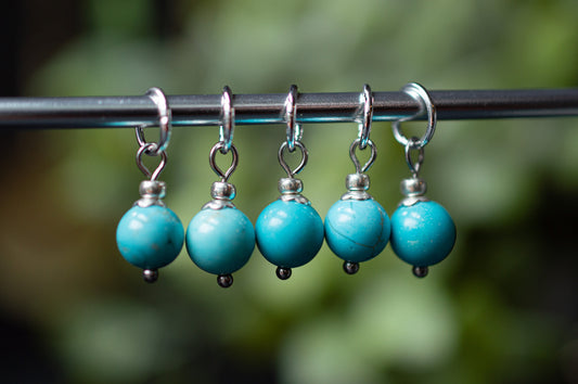 Set of 5 Natural Stone Stitch Markers | Hand Made | Stitch Markers, Progress Keepers, Knitting and Crochet Notions