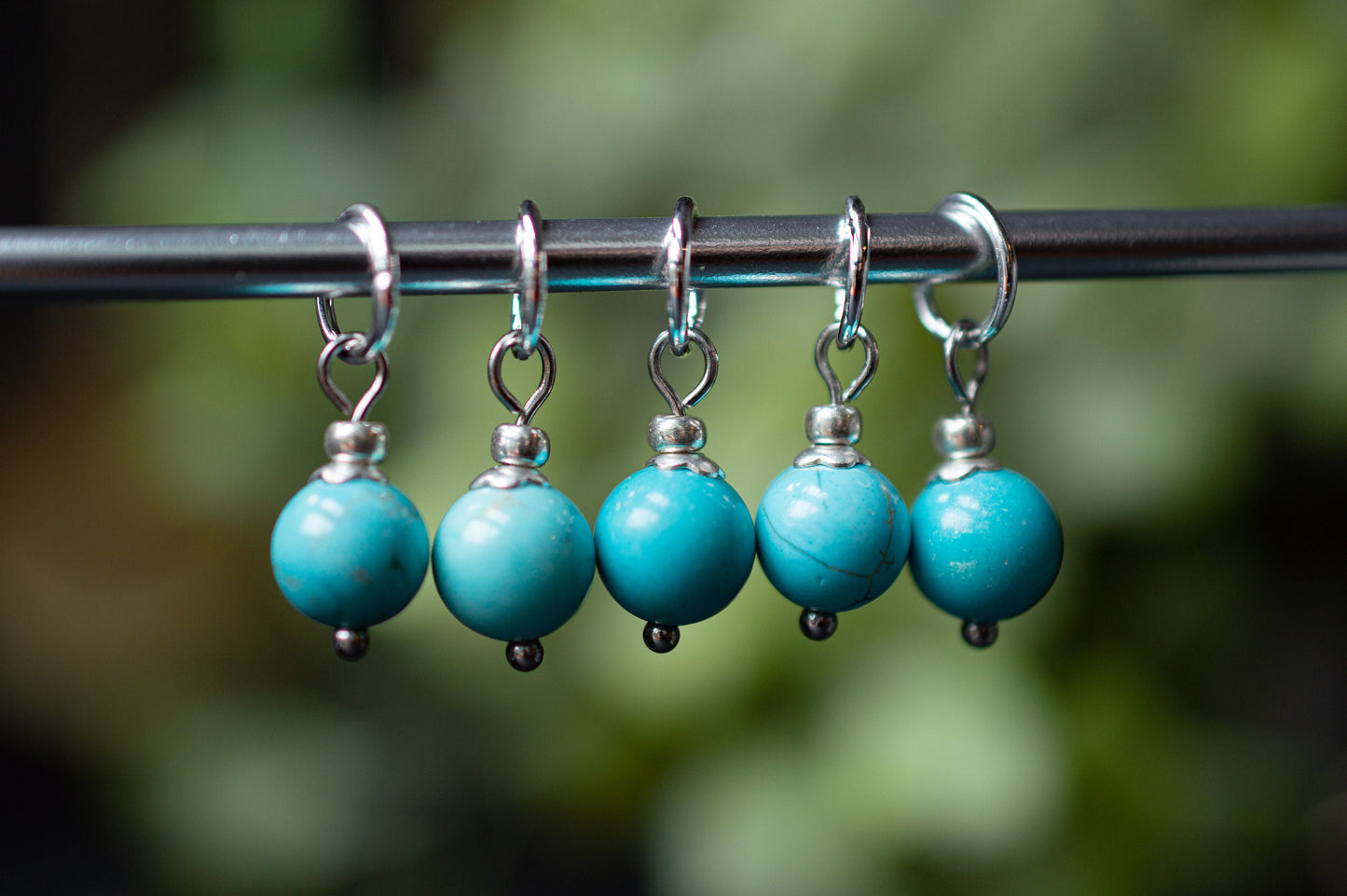 Teal Natural Stone Stitch Markers