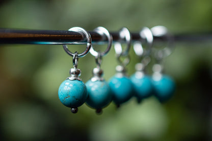 Teal Natural Stone Stitch Markers