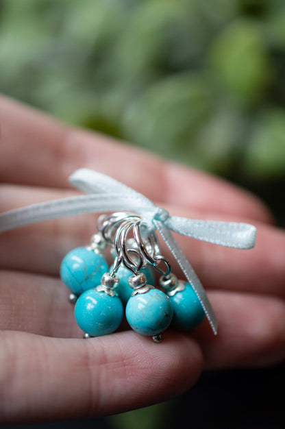Teal Natural Stone Stitch Markers