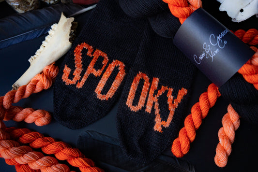Spooky Sock Kit | Hand Dyed Yarn | Callisto Sock - 75/25 Merino Nylon Fingering Weight | Crow and Crescent Yarn