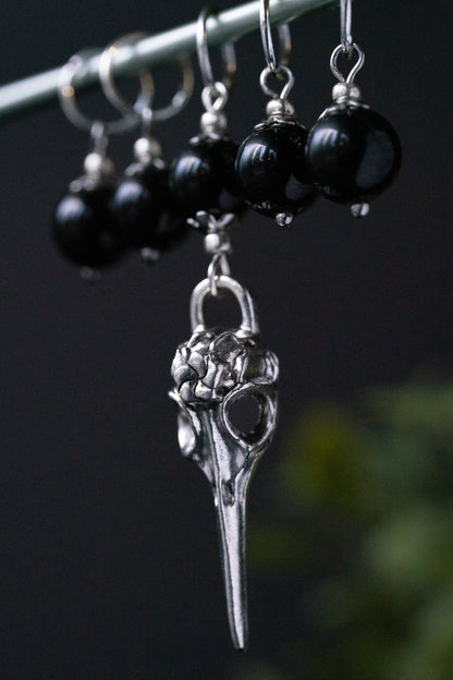 Glass Crow Skull Stitch Markers
