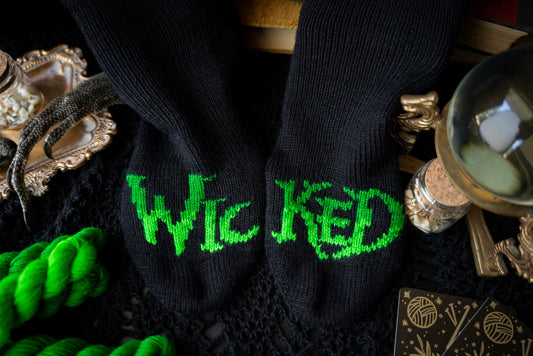 Wicked Sock Kit | Hand Dyed Yarn | Callisto Sock - 75/25 Merino Nylon Fingering Weight | Crow and Crescent Yarn