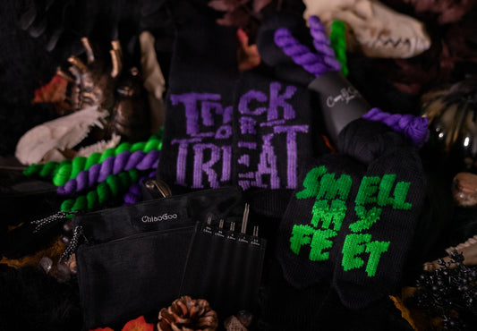 Trick or Treat Sock Kit | Hand Dyed Yarn | Callisto Sock - 75/25 Merino Nylon Fingering Weight | Crow and Crescent Yarn