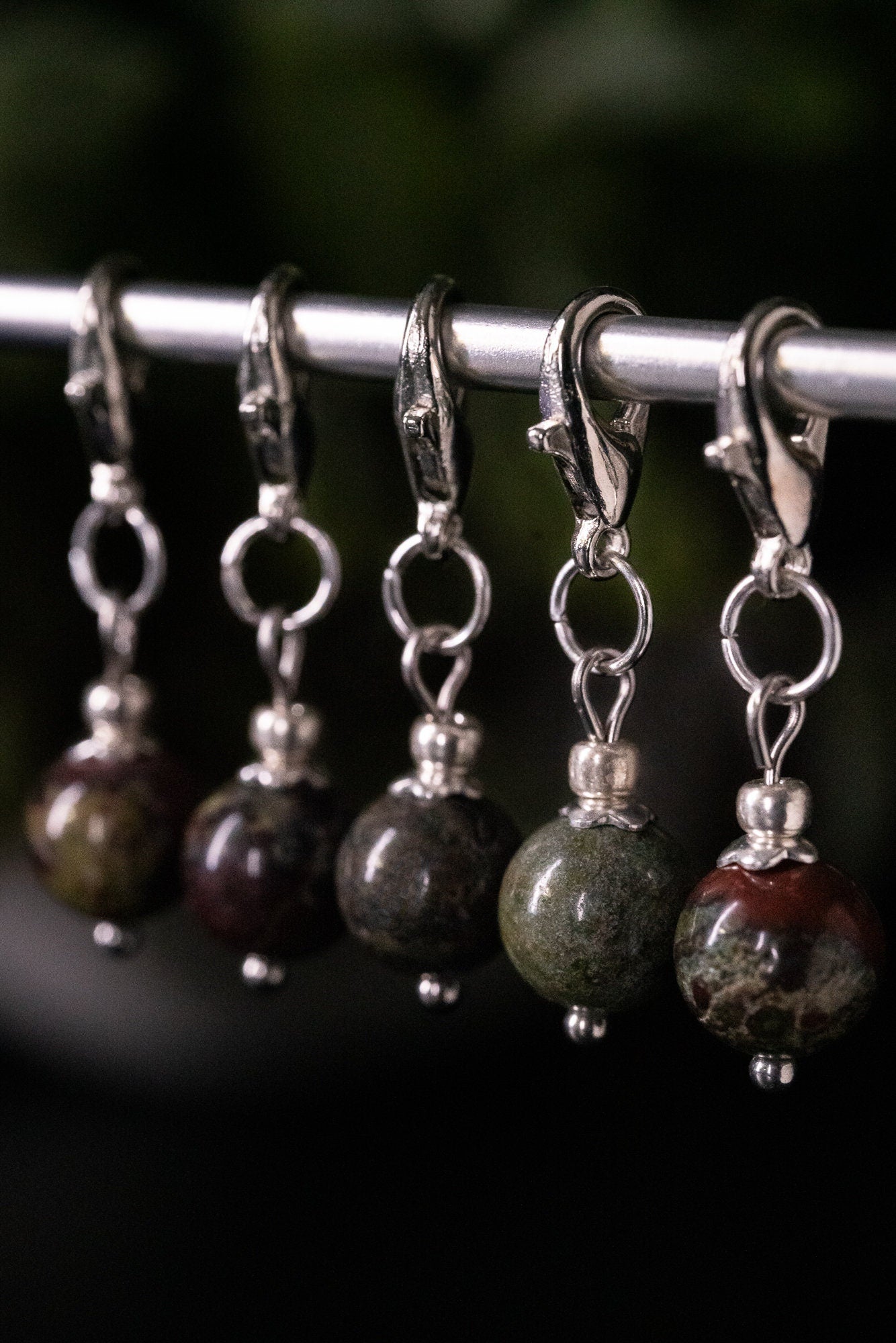 Dragon Blood Jasper Stone Stitch Markers