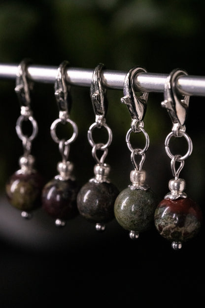 Dragon Blood Jasper Stone Stitch Markers
