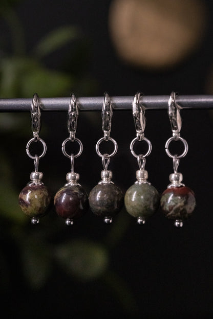 Dragon Blood Jasper Stone Stitch Markers