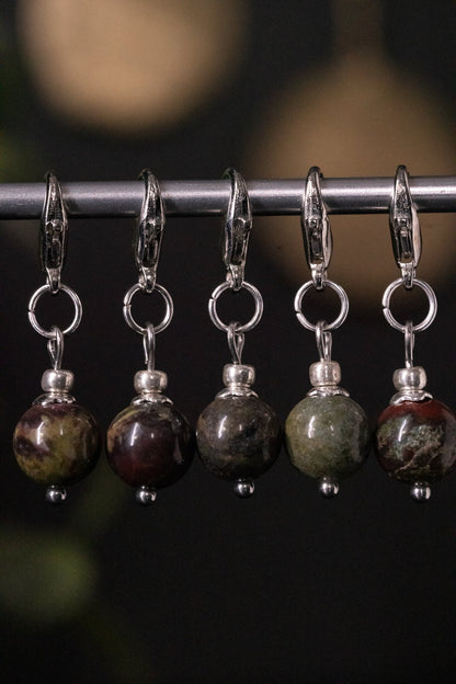 Dragon Blood Jasper Stone Stitch Markers