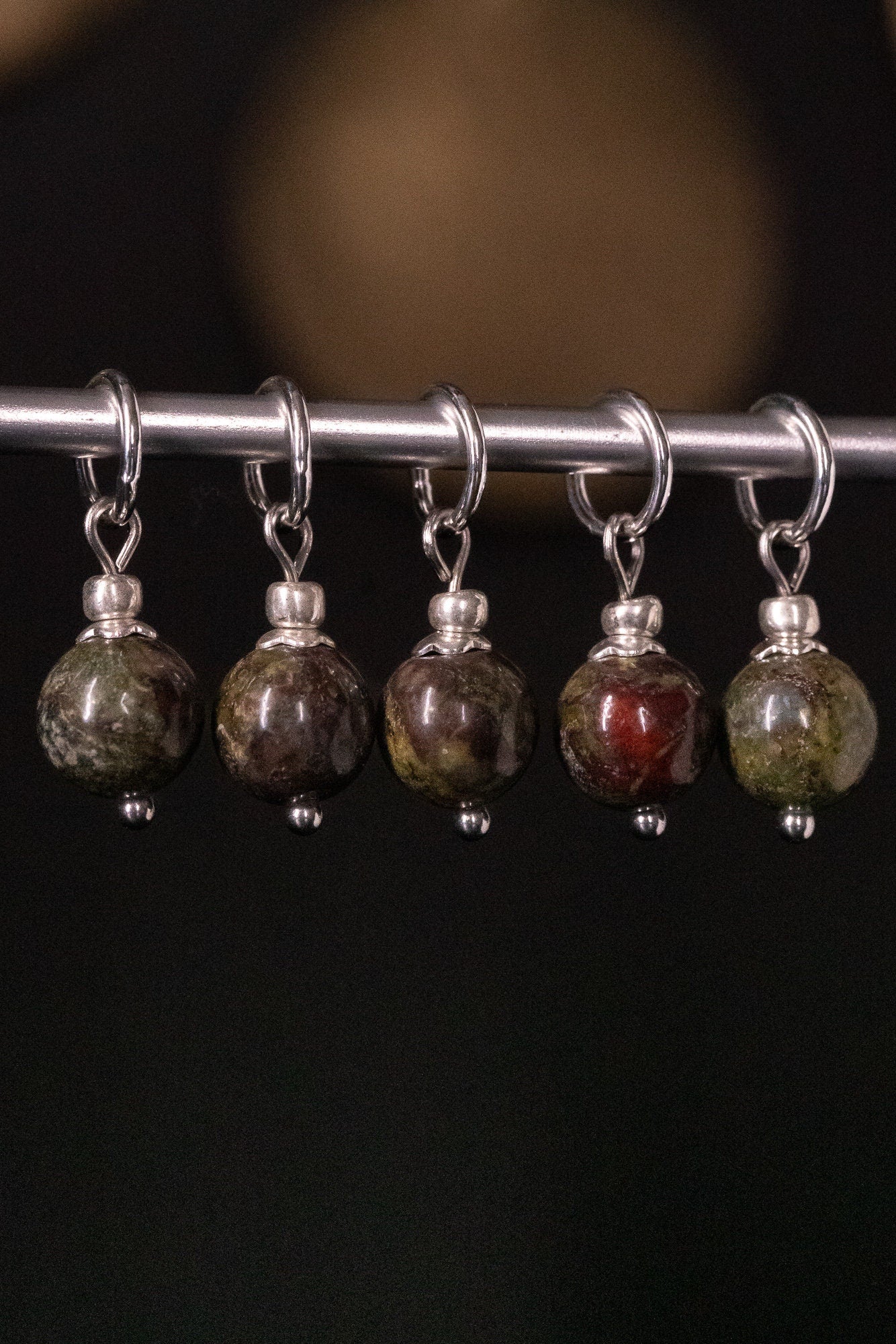 Dragon Blood Jasper Stone Stitch Markers