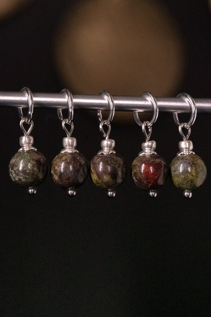 Dragon Blood Jasper Stone Stitch Markers