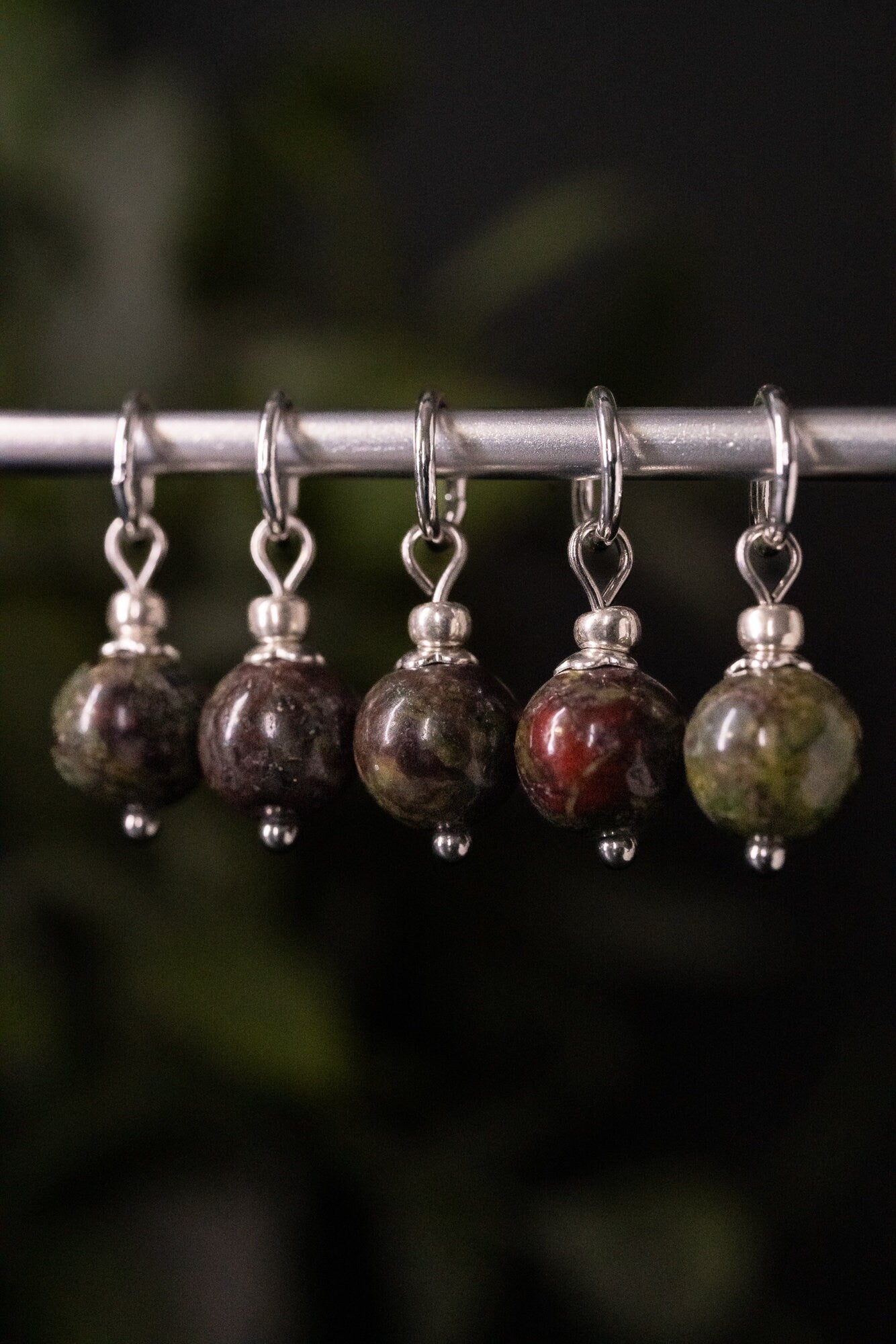 Dragon Blood Jasper Stone Stitch Markers