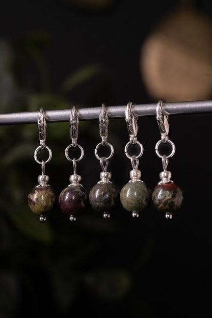 Dragon Blood Jasper Stone Stitch Markers