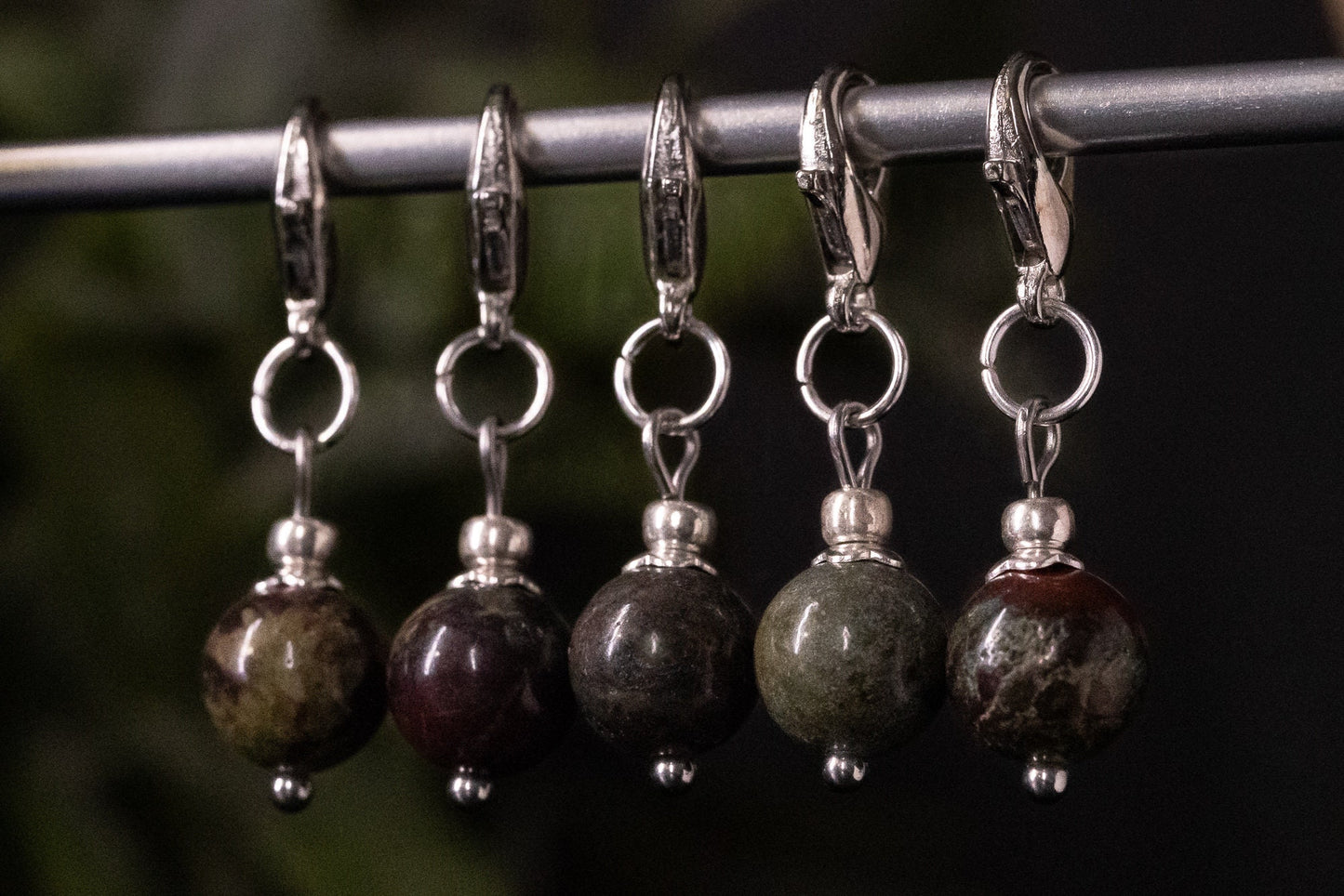 Dragon Blood Jasper Stone Stitch Markers