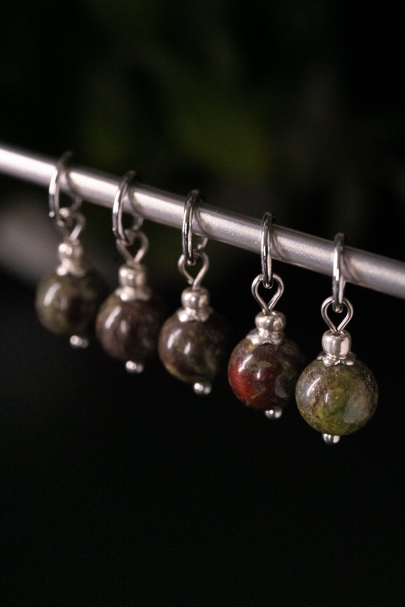 Dragon Blood Jasper Stone Stitch Markers