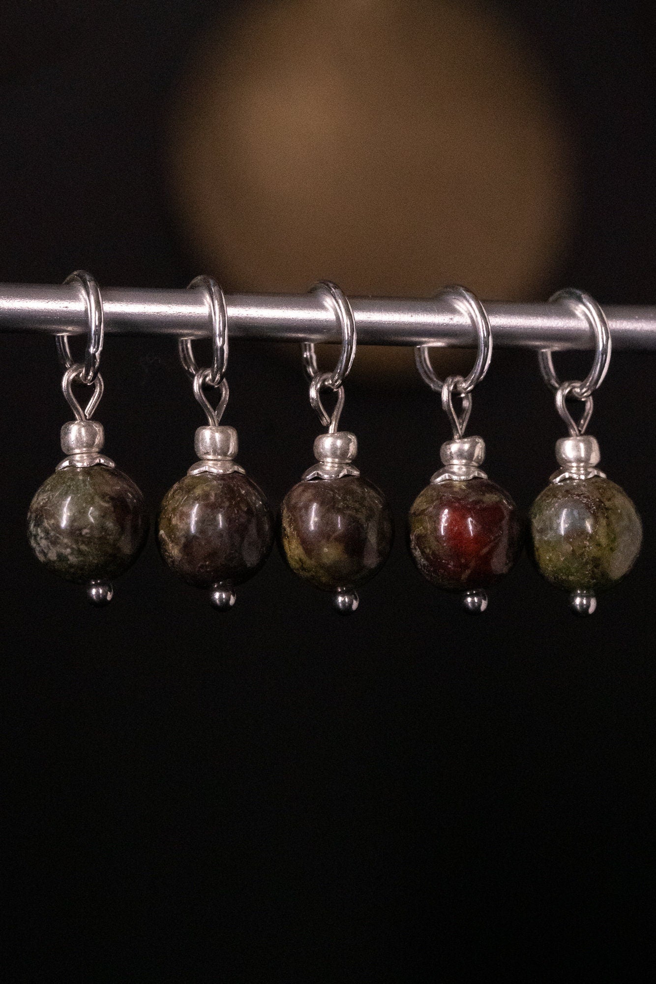 Dragon Blood Jasper Stone Stitch Markers