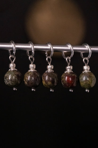Dragon Blood Jasper Stone Stitch Markers