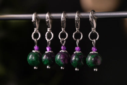 Ruby Zoisite Stone Stitch Markers